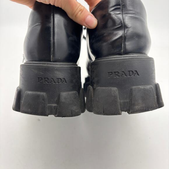 Prada Monolith Brushed Leather Lace Up Thick Sole Shoes Men\'s 41 US 8 main image 9